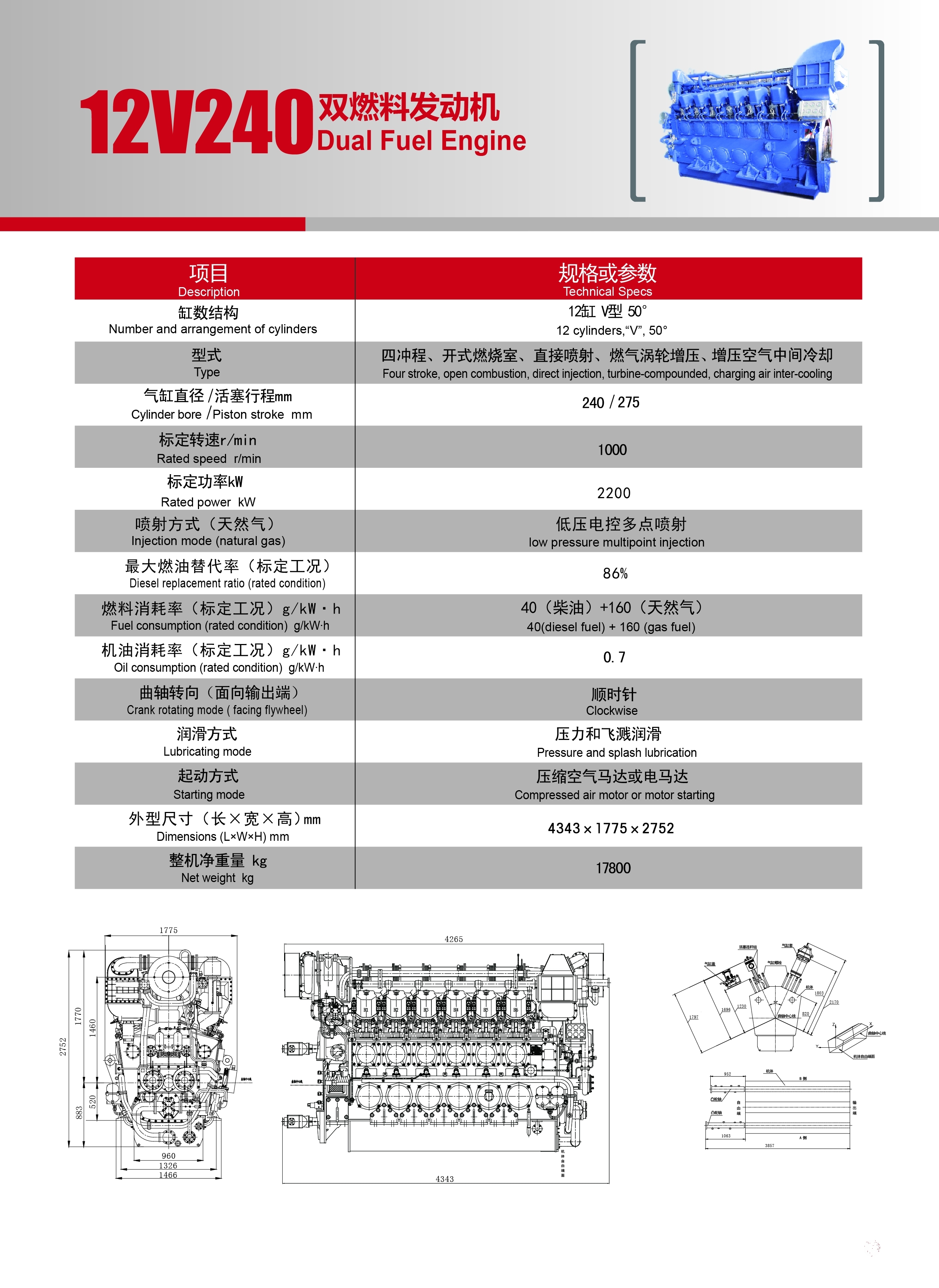 12V240雙燃料發動機